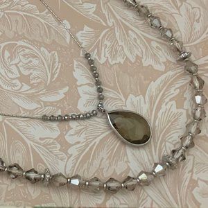 Beaded Necklace with Grey Pendant